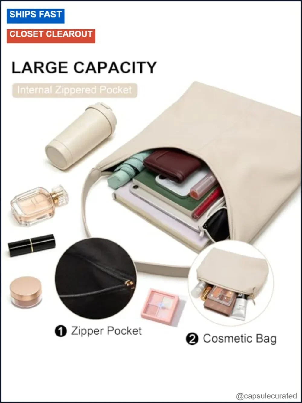 Women's Vegan Leather Hobo Shoulder Bag with Magnetic Closure & Pouch -